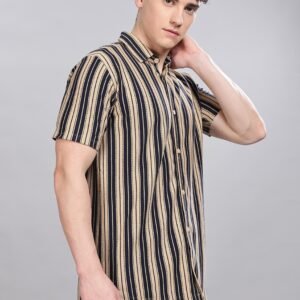 PR3 Shirts 006 – Brown Stripes || Half Sleeve Shirt
