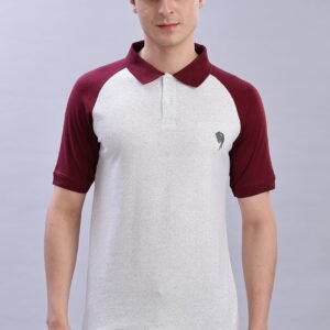 PR3-SS 01 || Maroon Cut & Sew || 100% Cotton Polo T-Shirt