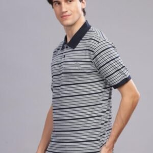 PR29 || Navy Stripes || 100% Cotton Polo T-Shirt