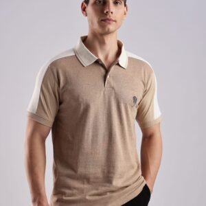 PR3-SS 02 || Light Brown & Cream || 100% Cotton Polo T-Shirt