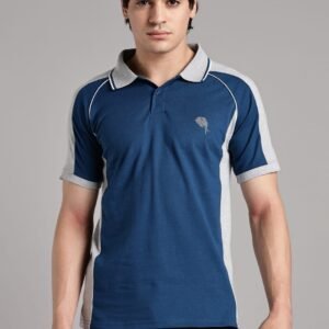PR3-SS 03 || Navy & Grey Melange || 100% Cotton Polo T-Shirt