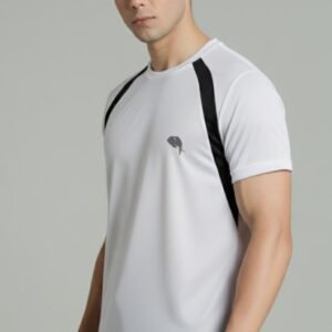 RHSO1A|| White Black|| Round Neck Half