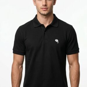 PR48|| BLACK|| 100% Cotton Polo T-Shirt