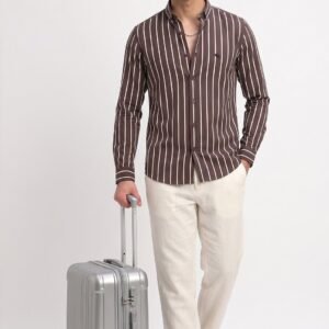 LS -005A||BROWN STRIPES|| Full Sleeve Shirts || 100% Cotton